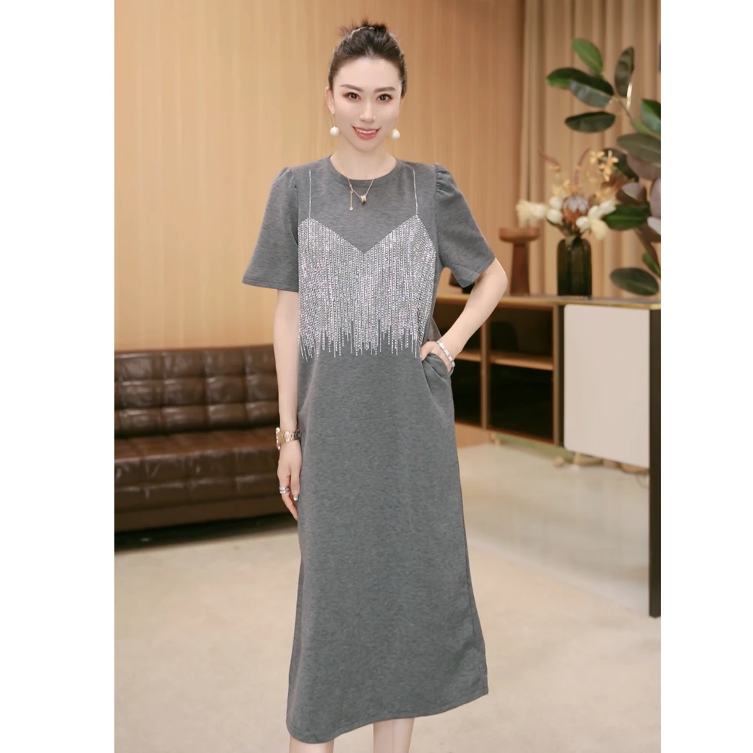 林果&季得 【腔调】时尚减龄气质百搭女士短袖款连衣裙