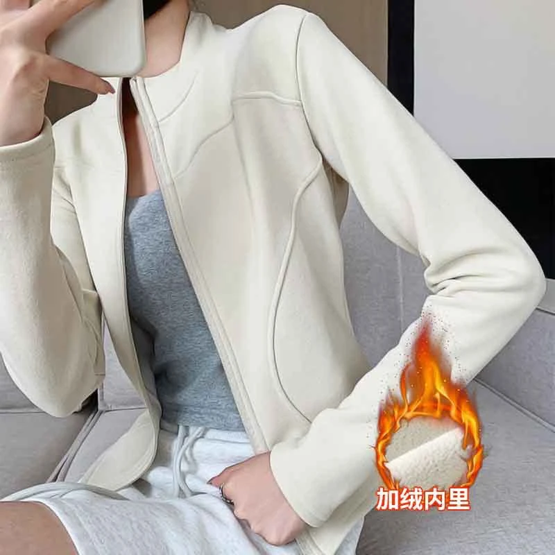 2025新款秋冬保暖修身显瘦长袖外穿防风上衣女美式小众立领外套女