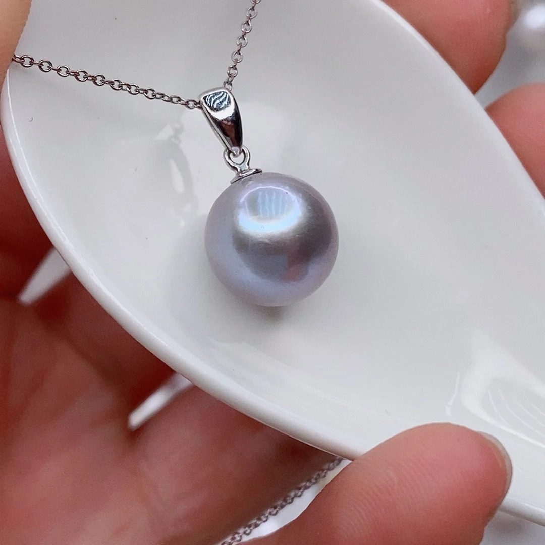淡水珍珠银S925镶嵌吊坠(赠链)11/12mm