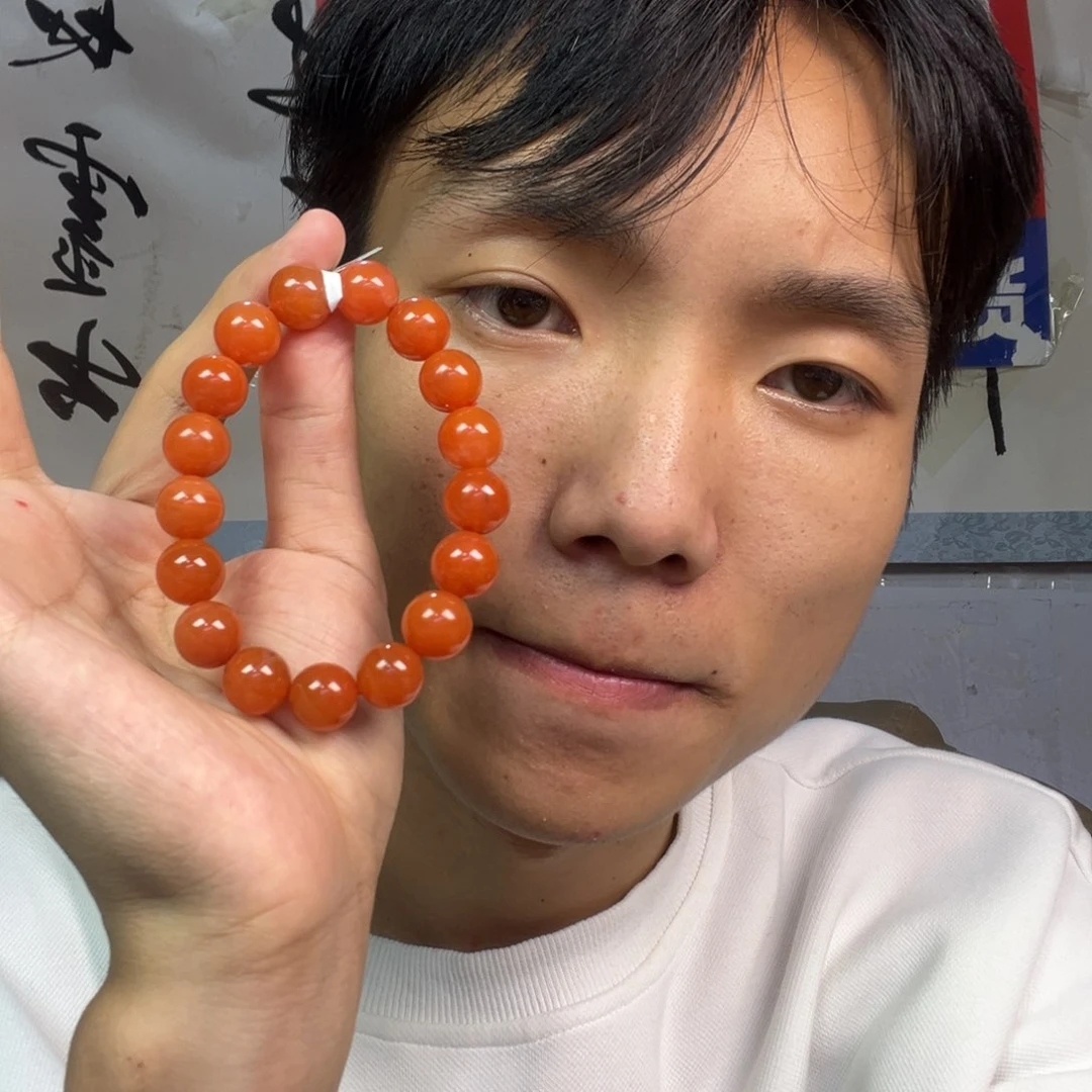 颈饰未镶嵌南红玛瑙多样性柿子红卡12货头
