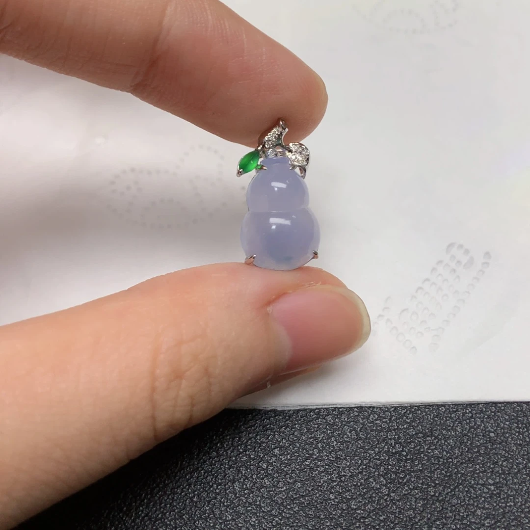 吊坠(不含链)18K金镶嵌翡翠紫货有色差