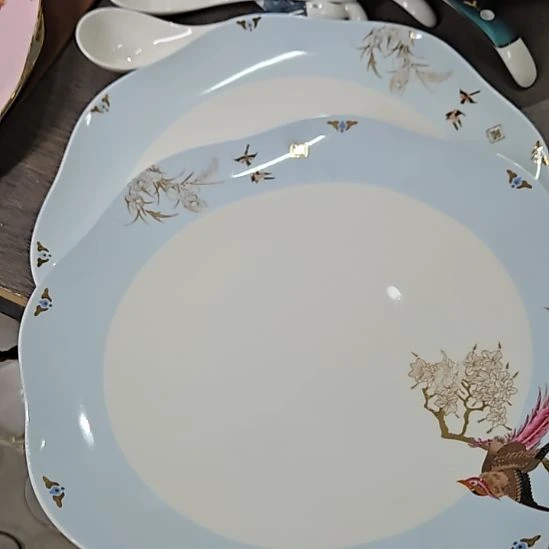 瓷片微瑕奥维10寸2个百鸟大盘666666