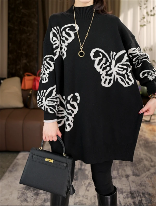 加厚保暖【心愿蝴蝶】春夏必备时尚上档次洋气高档毛衣上衣-5522#