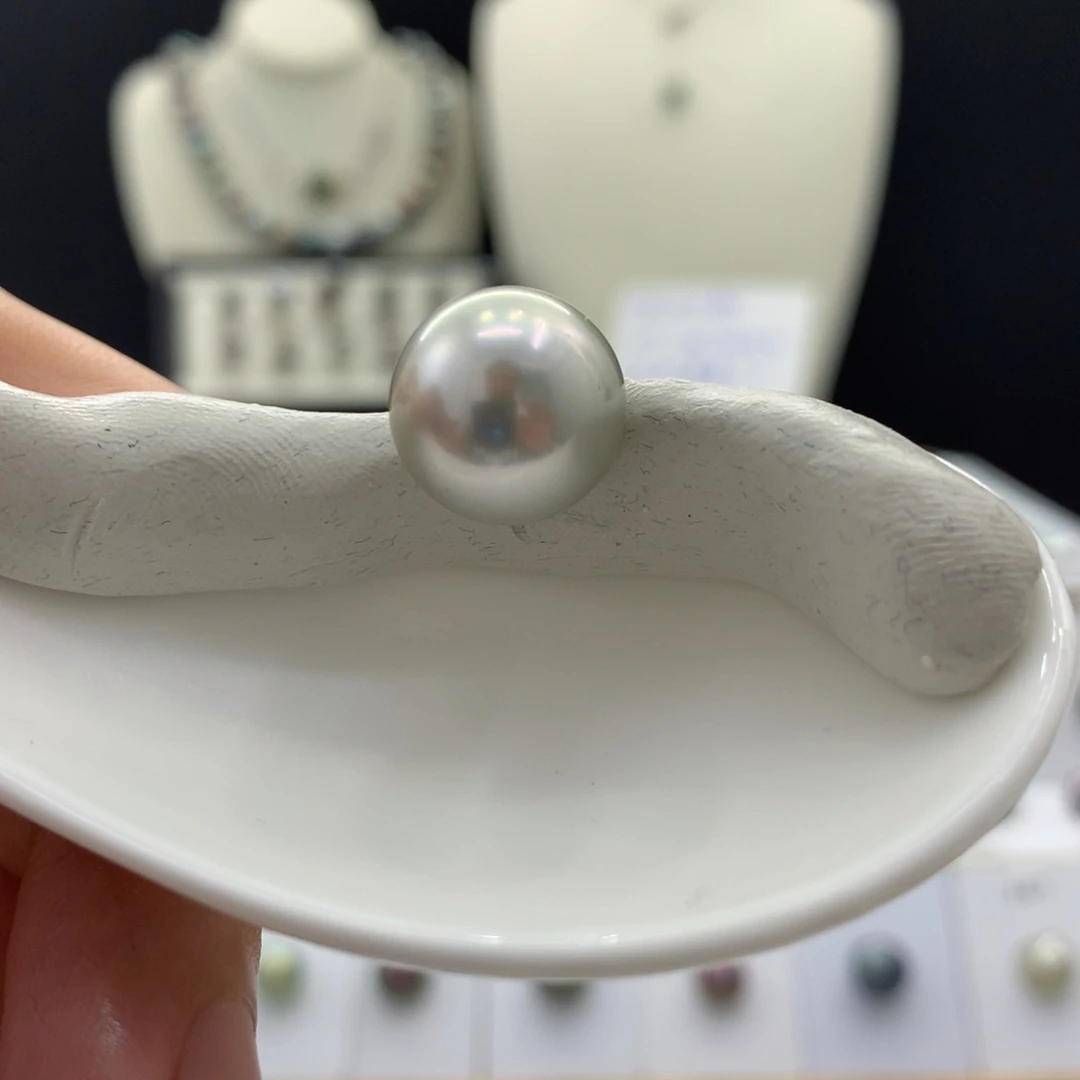未镶嵌裸珠定制海水珍珠铂金灰13.5mm