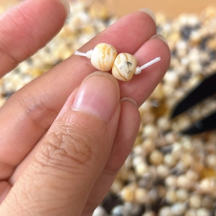 裸石蜜蜡未镶嵌8.1mm一对