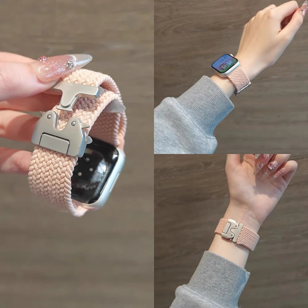 适用苹果手表s10表带applewatch9尼龙编织弹力伞扣s8s7iwatch表带