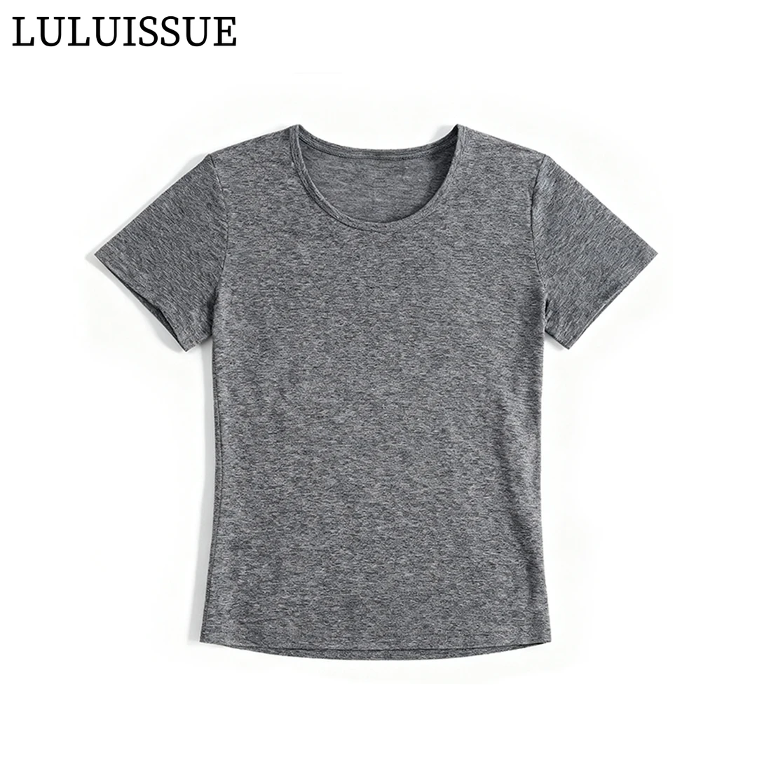 LULUISSUE圆领裸感修身显瘦运动恤高级感镂空短袖女外穿健身上衣