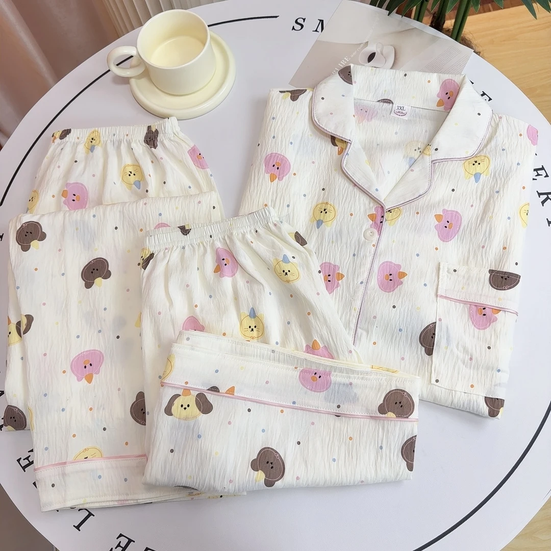 家居家服高级感ins大码睡衣女孩大码胖mm宽松孩爆款2025新款夏季