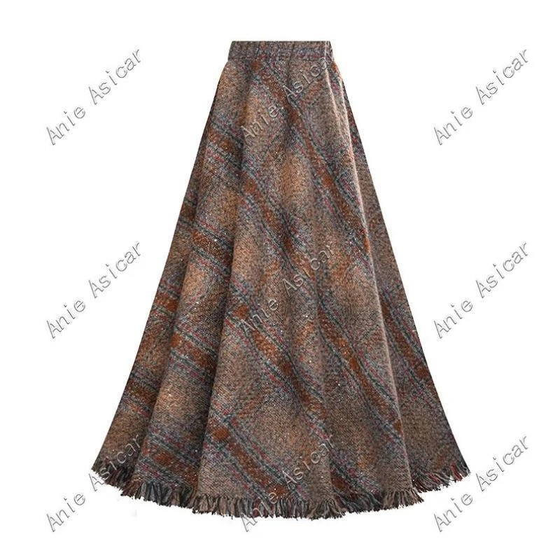 MJ313 秋冬季新款时尚百搭气质显瘦小众半身裙A字大摆裙