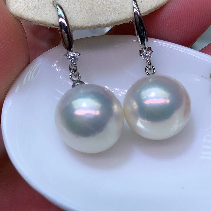 银S925镶嵌耳饰淡水珍珠