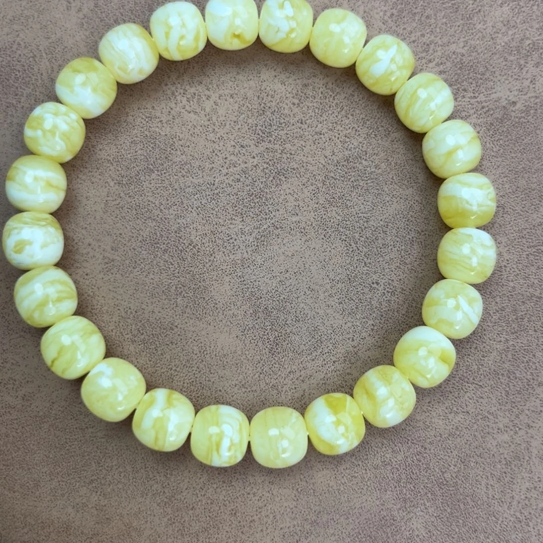 蜜蜡未镶嵌手串纯天然俄料瓷白花虎皮极限弧高桩9*8.5腕口18+