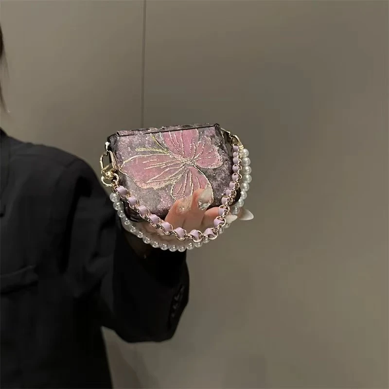 烫金紫蝴蝶适用华为purax折叠手机壳女款手提链荣耀vflip2包中轴