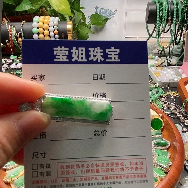 翡翠银S925镶嵌颈饰?****?飘绿吊咀