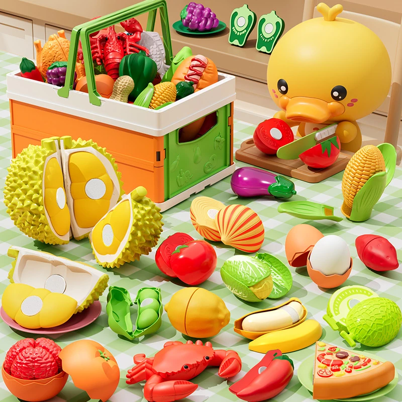趣味水果切切乐仿真蔬果玩具安全可啃咬男女童厨房过家家游戏