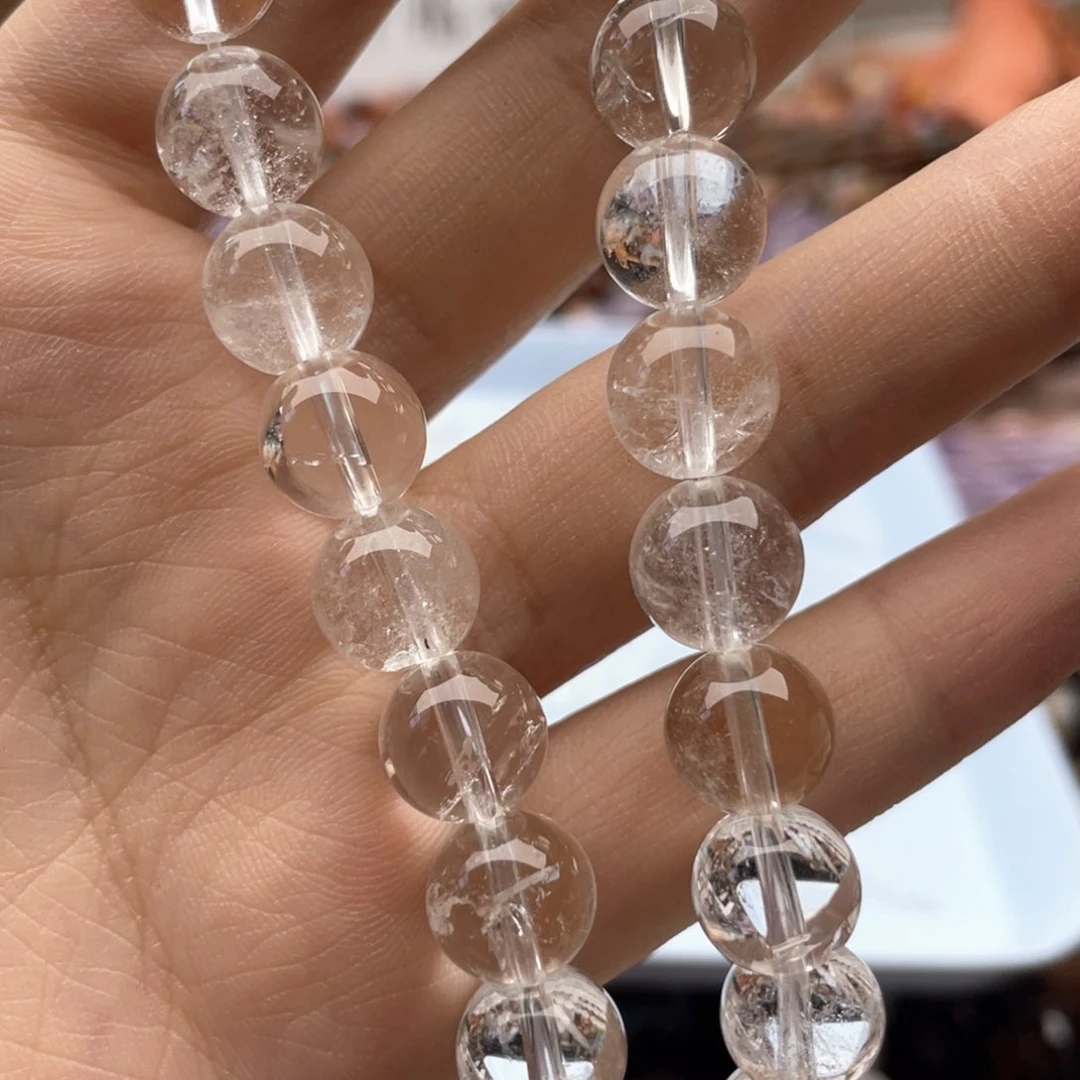 玛瑙/玉髓未镶嵌珠宝半成品一条装卡10白水圆珠