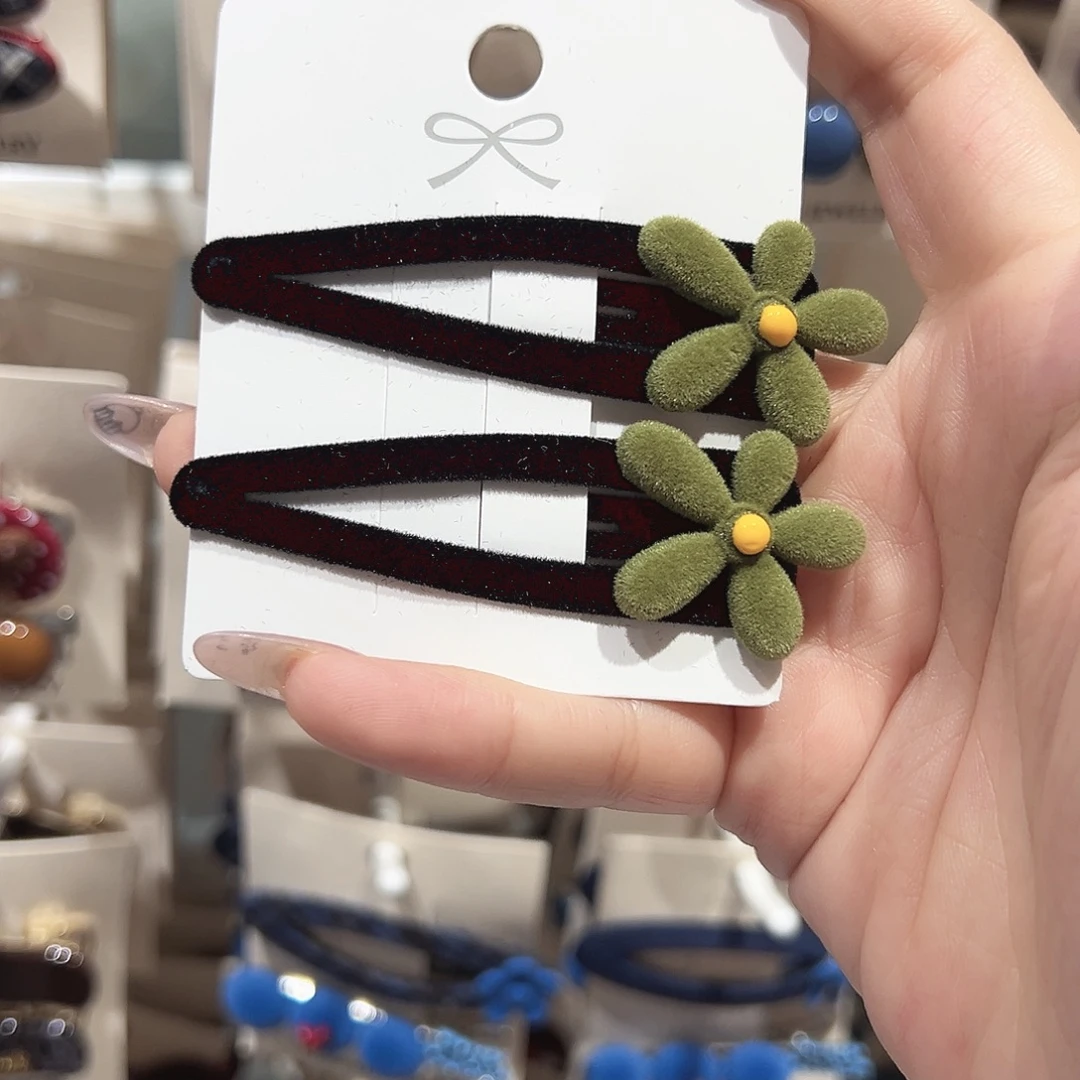 非金属仿珍珠绿色花花掰掰夹