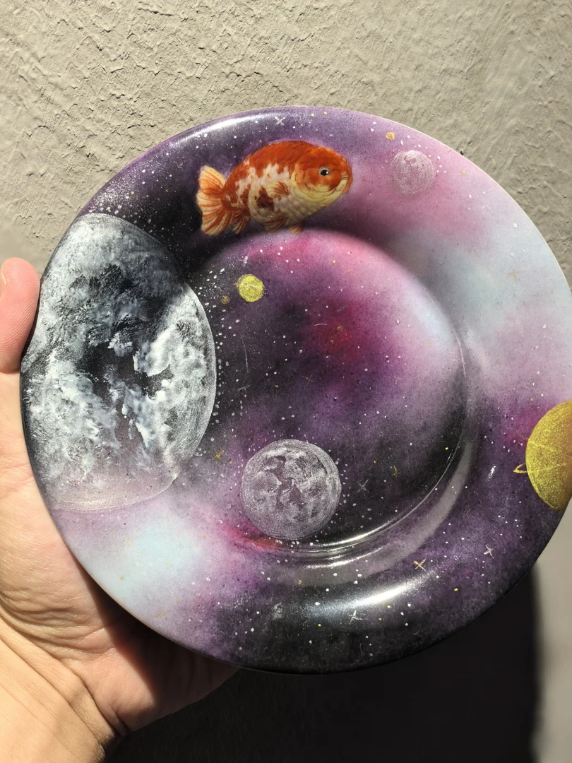 朱清星空兰寿金鱼壶承