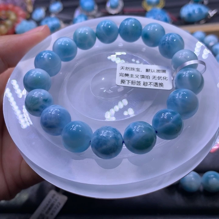 未镶嵌针钠钙石（海纹石）手链12m手串色差略异