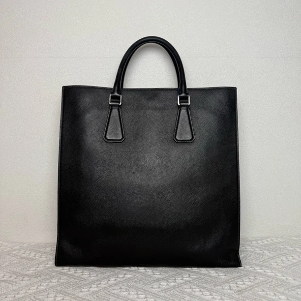 95新 Prada/普拉达 4318/男士时尚商务黑色全皮手提公文包