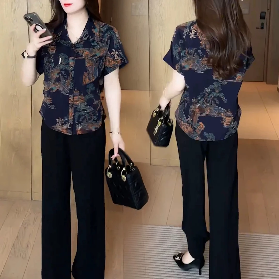 女装衬衫休闲时尚洋气2025夏季穿搭小众气质显瘦舒适减龄短袖上衣