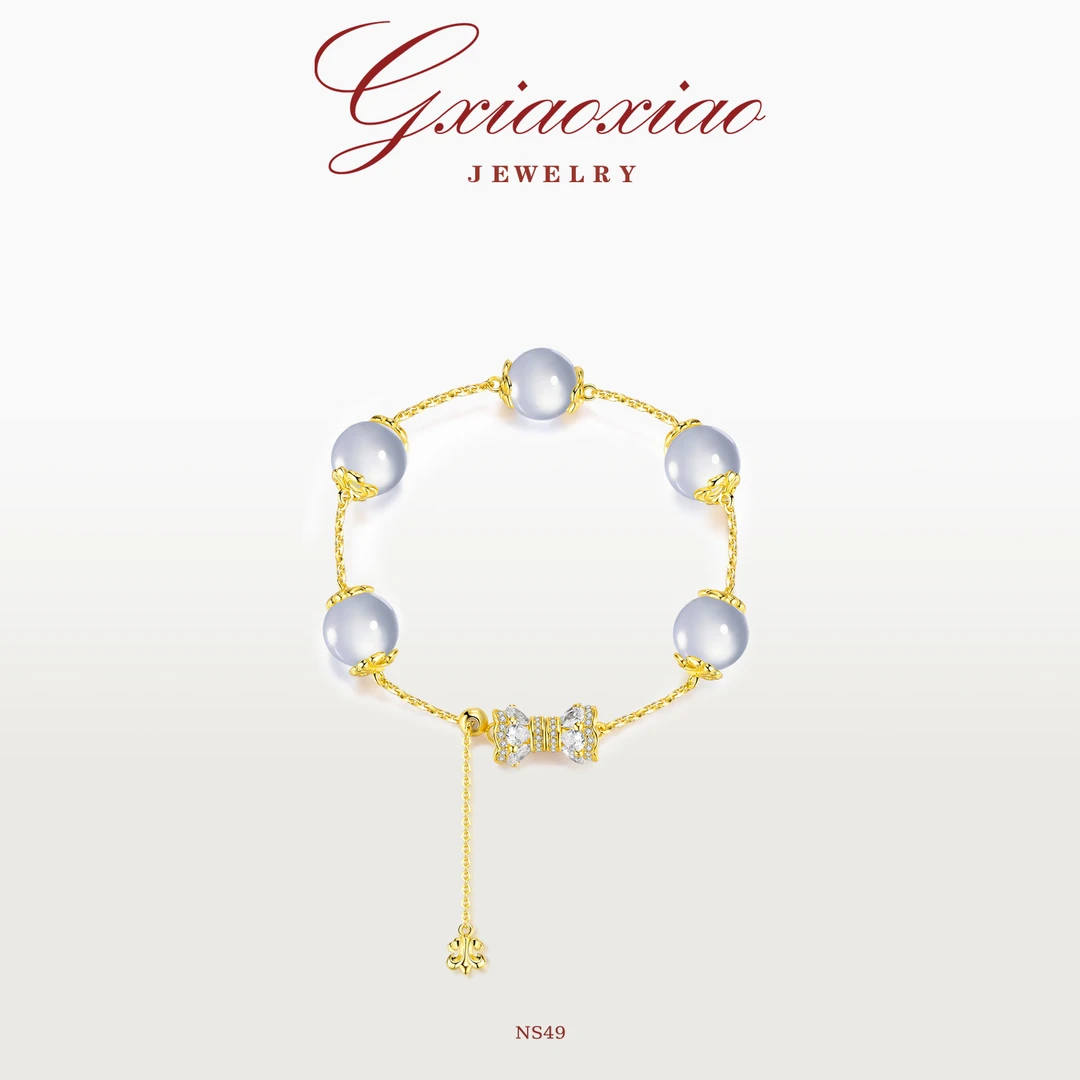 G XIAOXIAO 镀K金手链 轻奢气质高级感冰透圆珠百搭手链 NS49