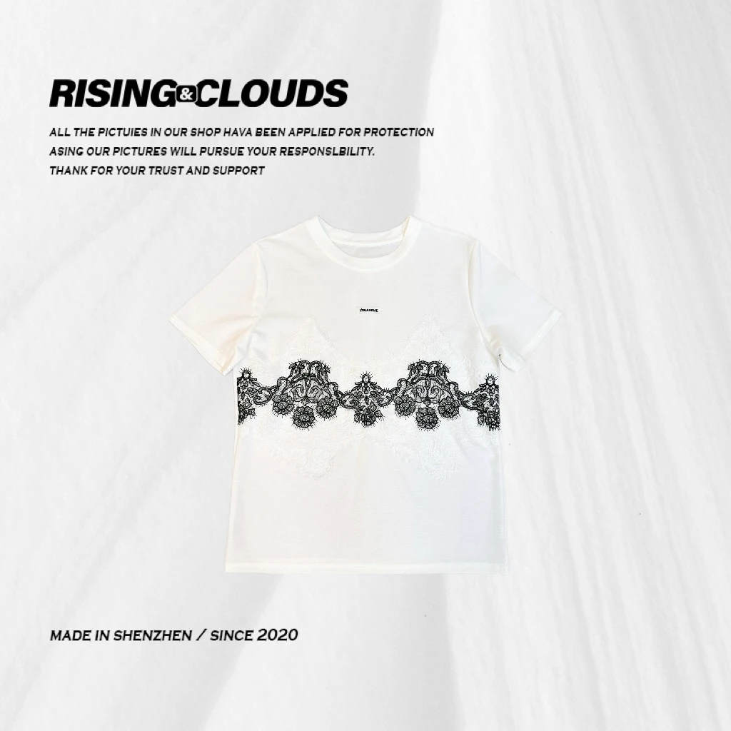RISING&CLOUDS【小云姐】夏季显瘦舒适蕾丝拼接上衣040324