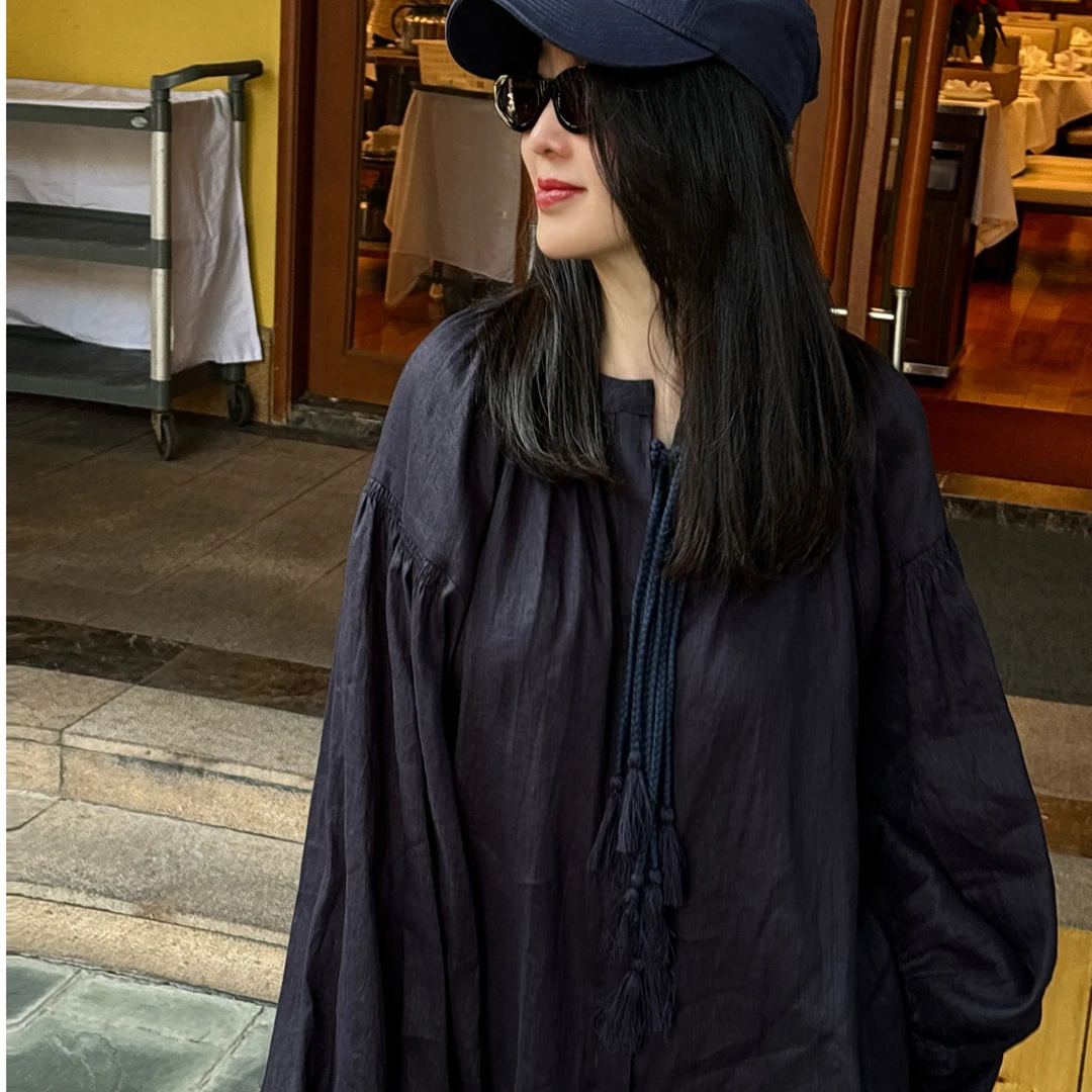 T姐原创精选设计师款休闲时尚长袖宽松亚麻设计感衬衫上衣TB42207