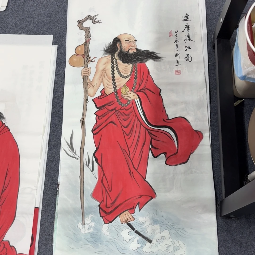 国画100×50手绘画画画