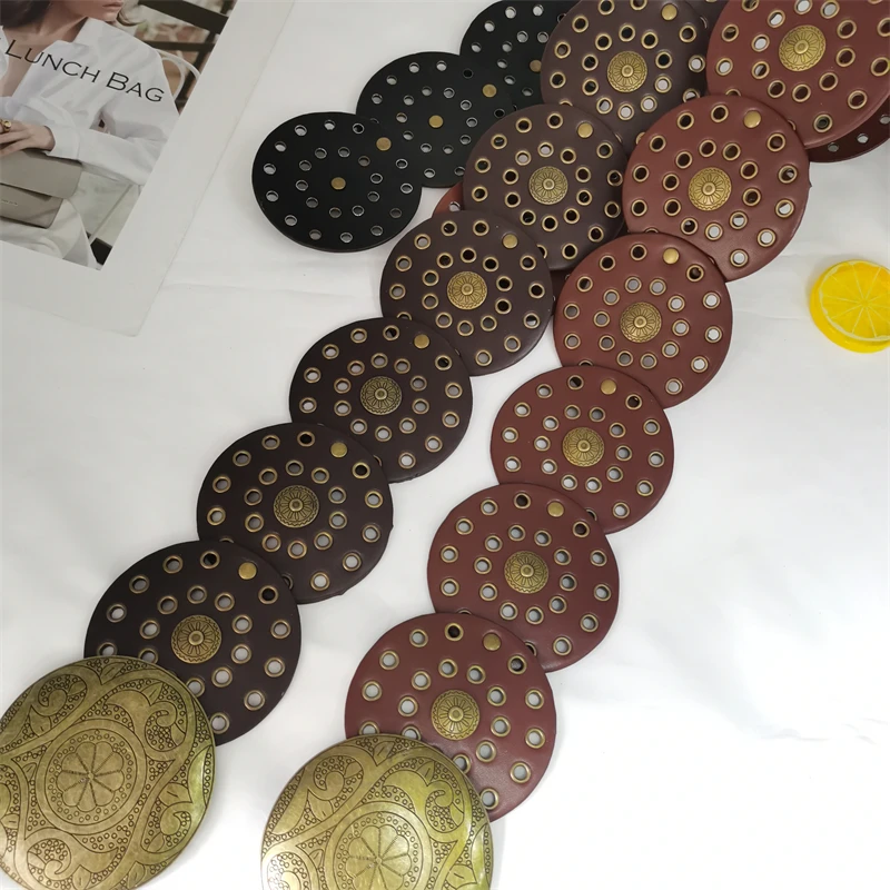自制复古vintage辣妹亚文化重工铆钉圆盘中古皮带腰带装饰y2k腰封