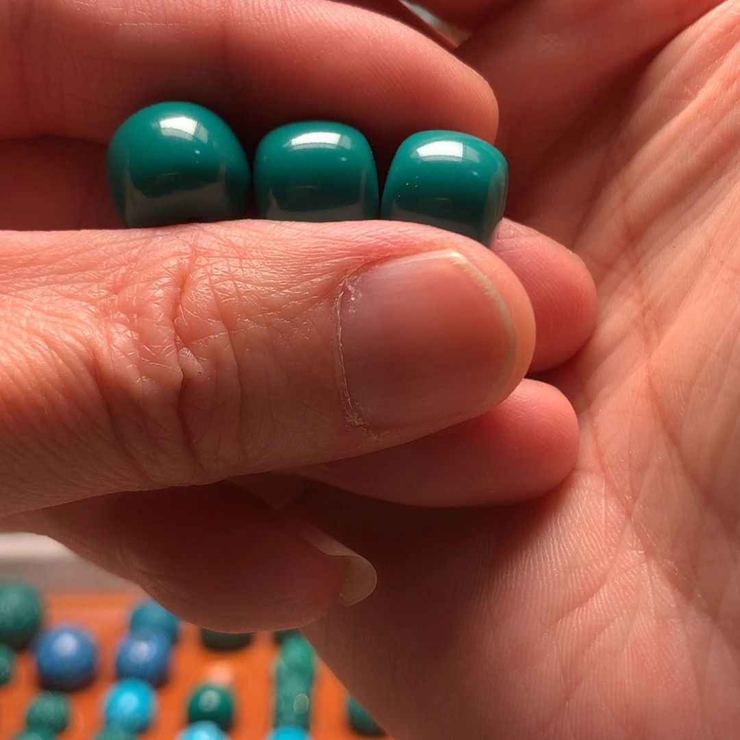 玻璃颈饰胖*贰蓝绿色，12mm老行