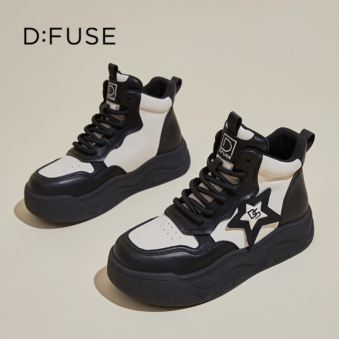 D:Fuse/迪芙斯高帮厚底老爹鞋新款百搭爆款运动休闲女鞋