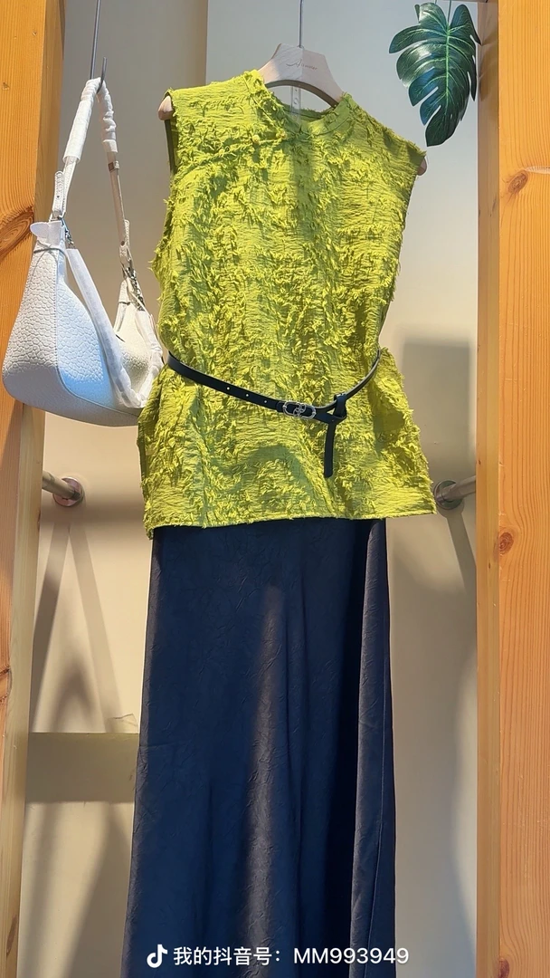 夏季新中式国风流苏磨破洋气薄款无袖绿色百搭上衣气质