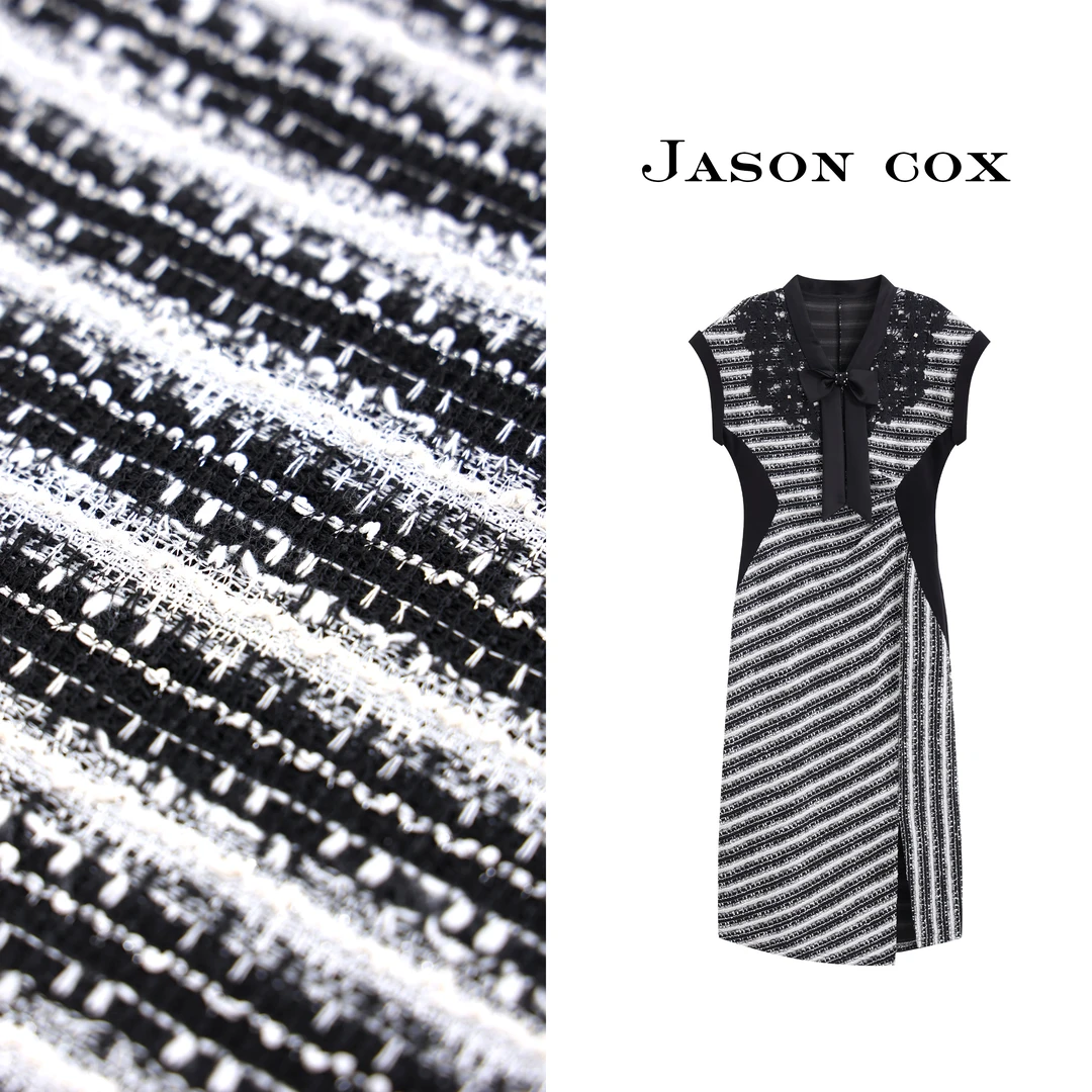 新品水溶绣蝴蝶结气质连衣裙2025夏季新款修身显瘦裙子