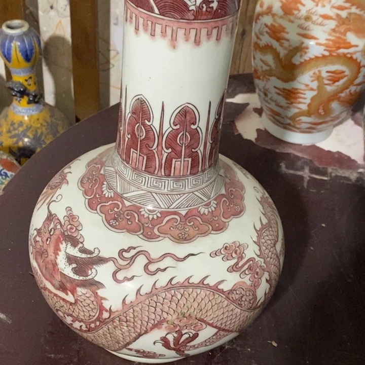 陶摆件釉里红瓷器东西漂亮大器