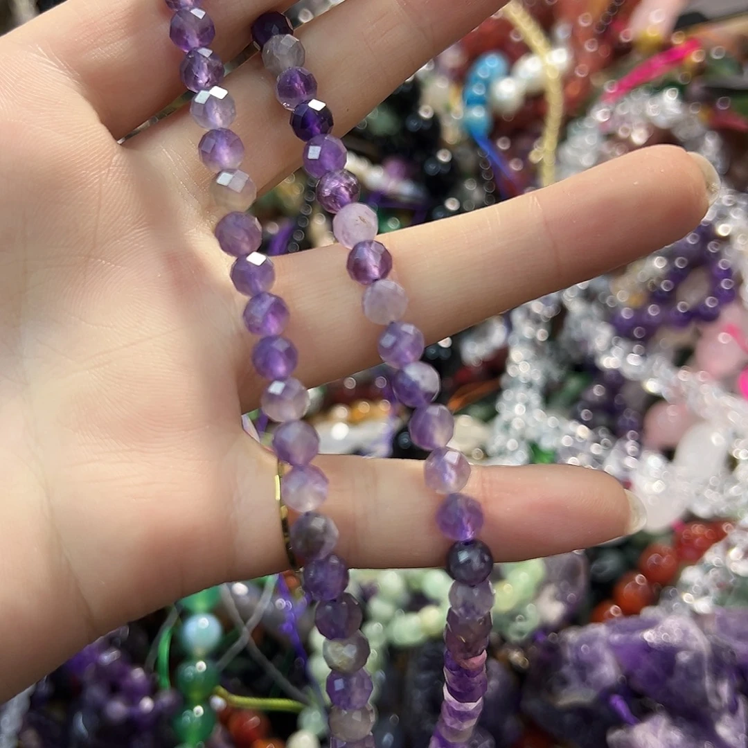 玛瑙/玉髓合金珠宝半成品卡6 紫水蹦迪切。一条