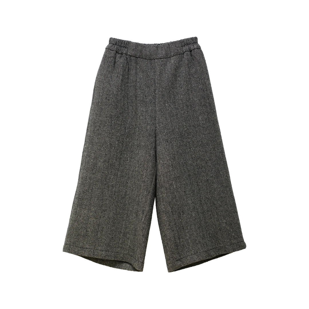 UWK2510090秋冬靴裤羊毛呢松紧腰休闲裤裤子人字尼秋冬百搭时尚