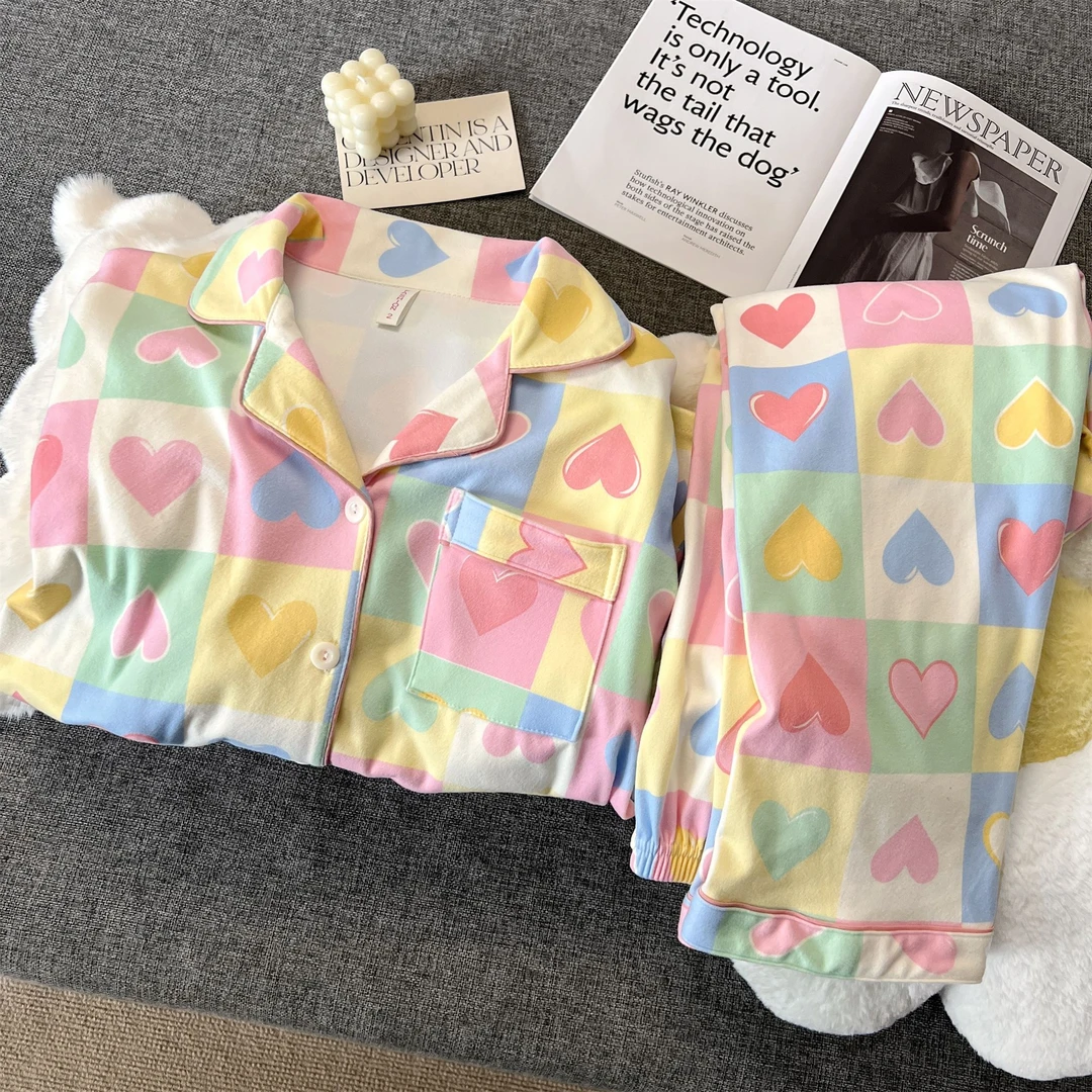 范小懒【德绒】秋冬新款波点小狗睡衣女长袖甜美宽松家居服SM303