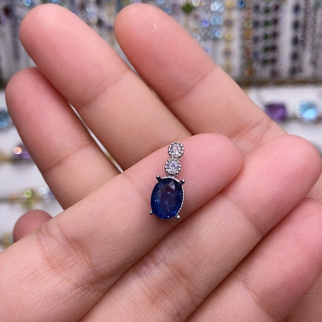 吊坠(不含链)蓝宝石银S925镶嵌