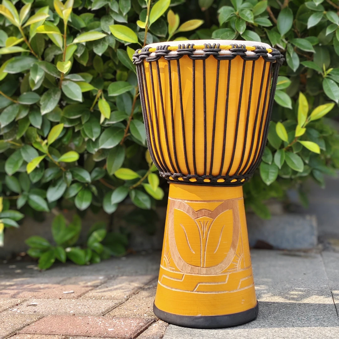 整木挖空专业手鼓专业级12寸非洲鼓进口老山羊皮手鼓成人初学