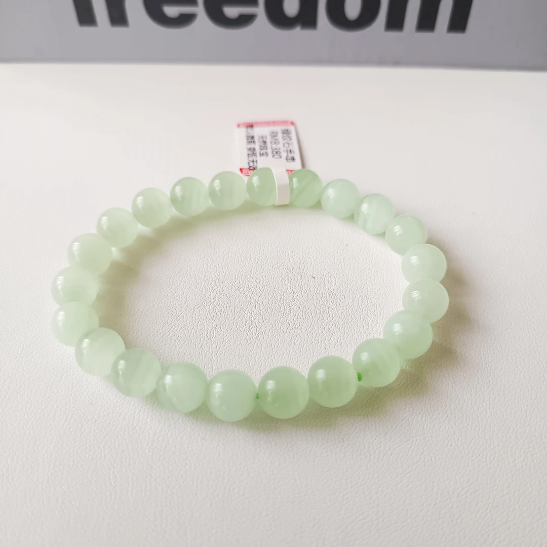 天然绿纹石手串女款毕业级素圈WJ0208