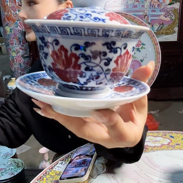 景德镇高温陶瓷三才盖碗