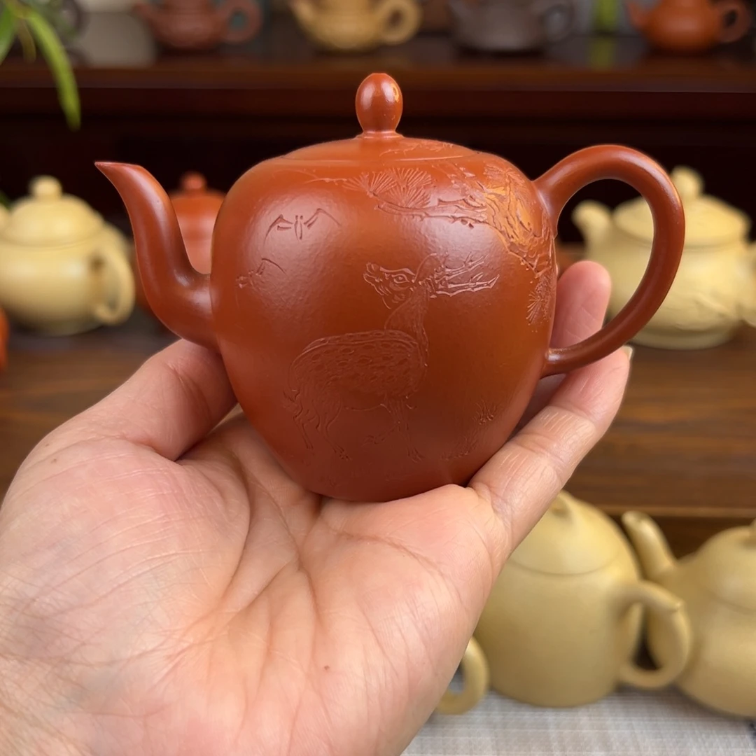 紫砂茶壶朱泥美人肩全手150cc