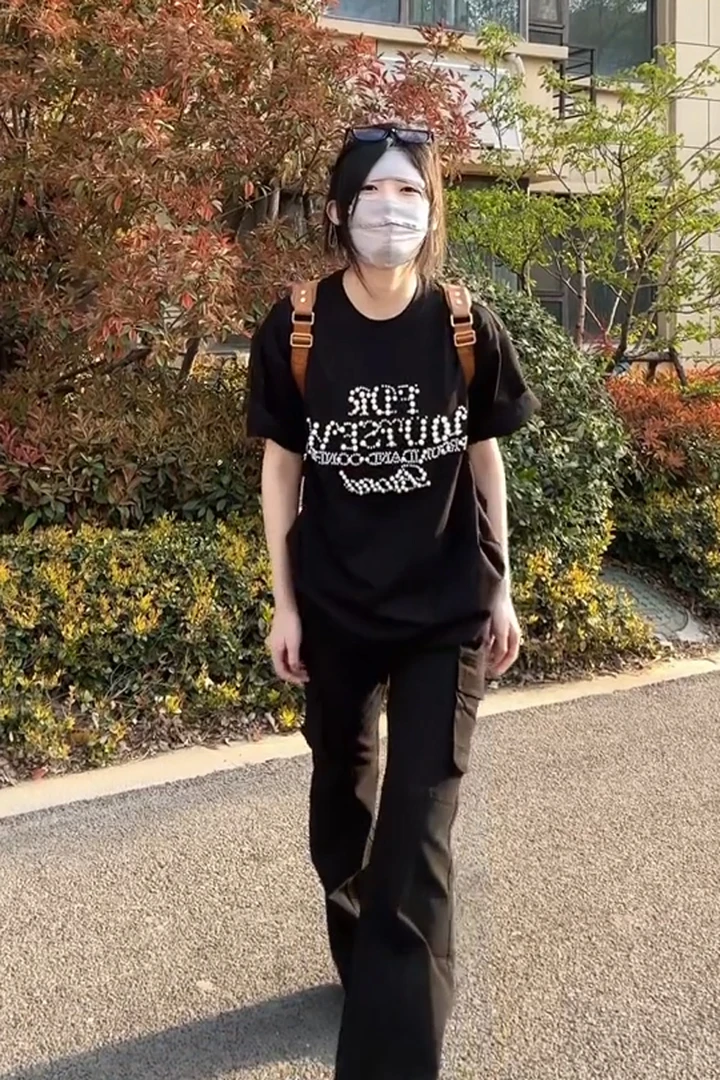 美式复古钉珠oversize纯棉短袖T恤女夏季学生党宽松百搭上衣ins潮