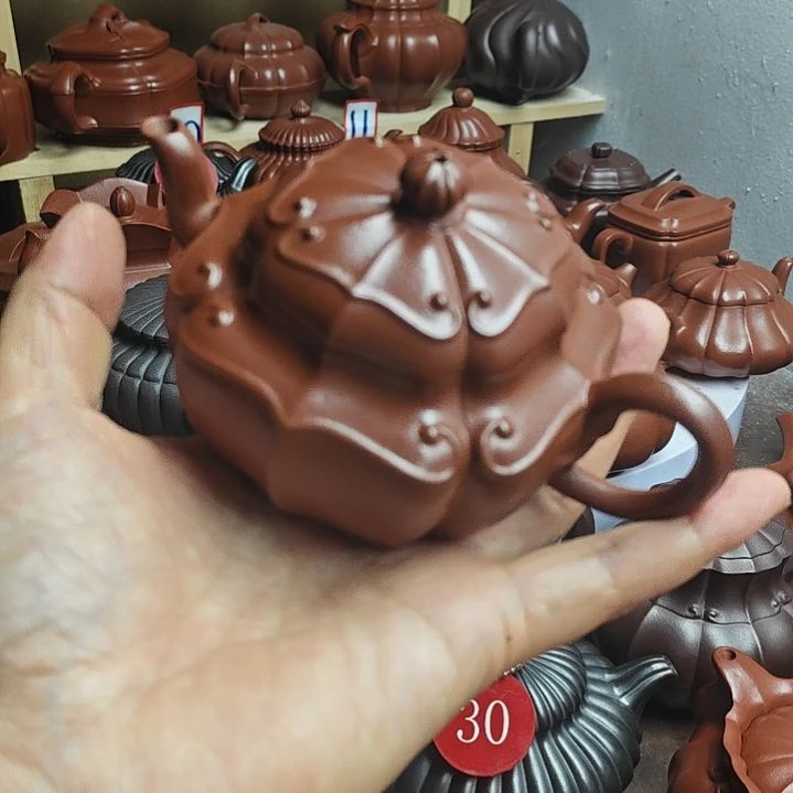 宜兴紫砂壶筋纹器半手工制作赵庄朱泥容量一佰四十CC