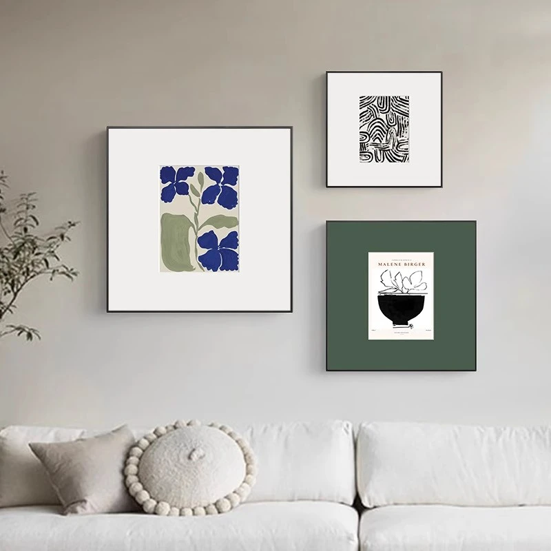 简约线条餐厅沙发背景装饰画客厅卧室床头背景挂画高级感抽象正方