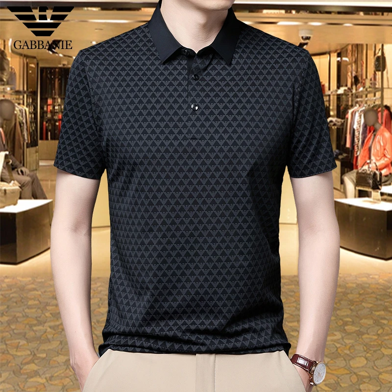 专柜正品夏季薄款短袖T恤男士冰丝无痕时尚休闲翻领上衣POLO衫男