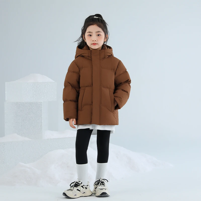 CV凸乆鸟女童羽绒服短款男童加厚儿童宝宝2025新款冬季95白鸭绒