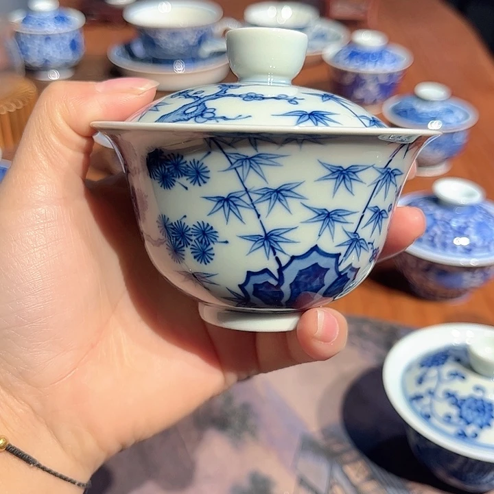 镹曰茶闲柴窑手工手绘青花