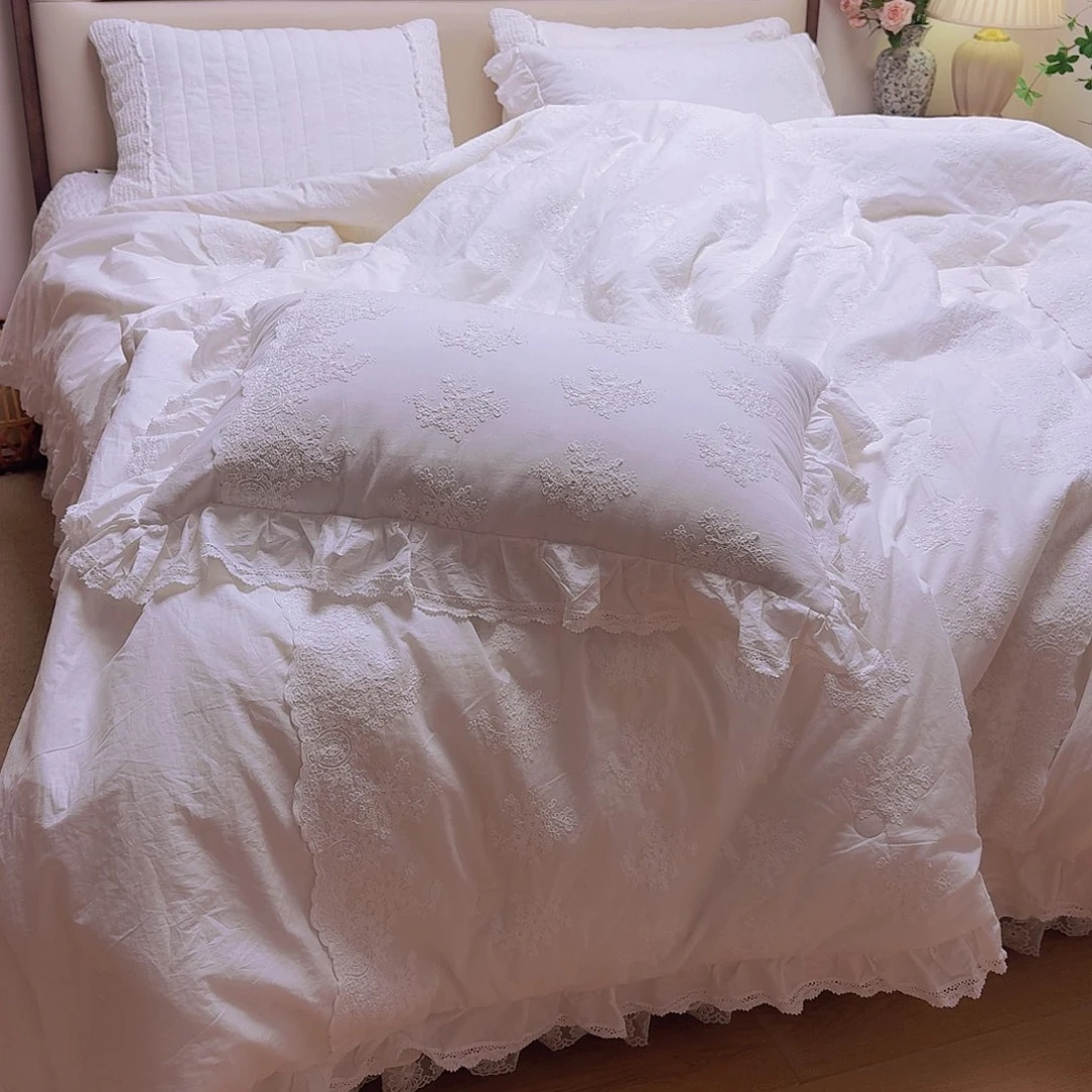 棉白色卡尔斯加大被套四件套220×240