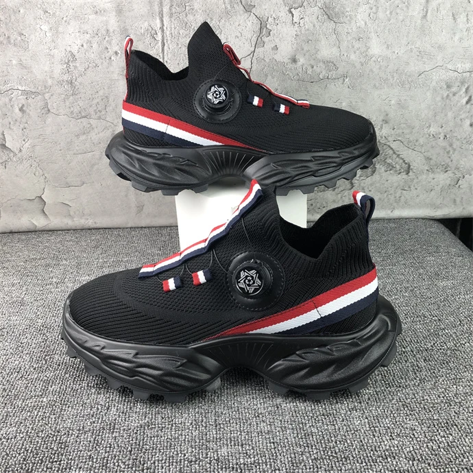 旋转纽扣透气鞋男夏季新款潮流运动休闲户外飞织青年男跑步老爹鞋